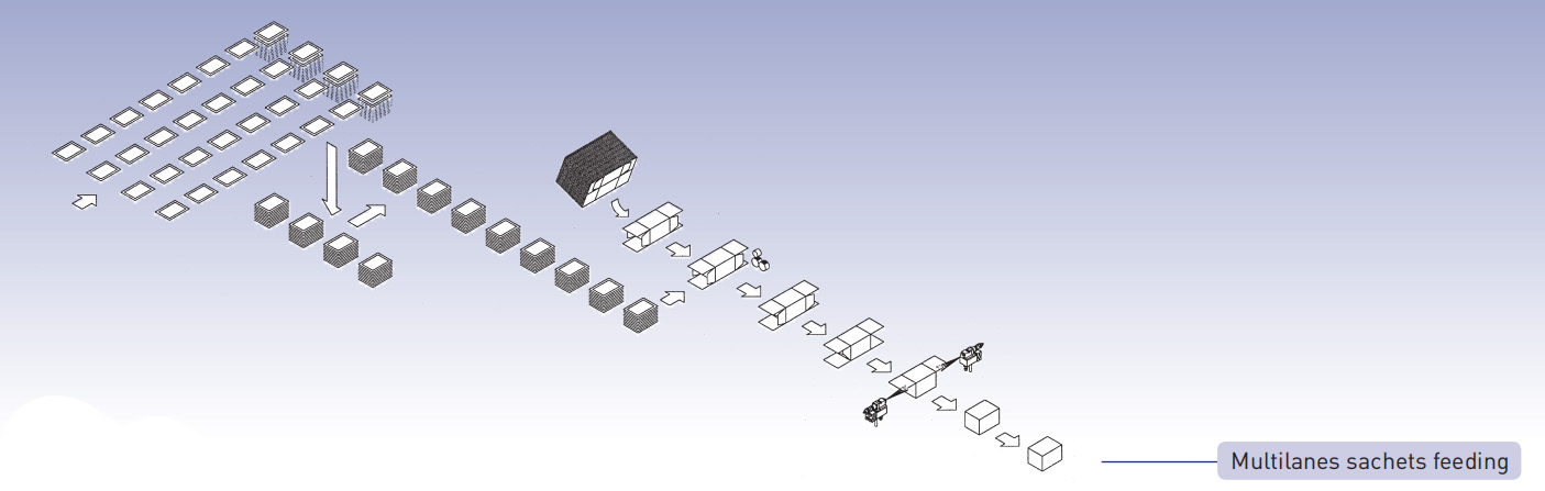kartoning mesin Multilanes sachets makan