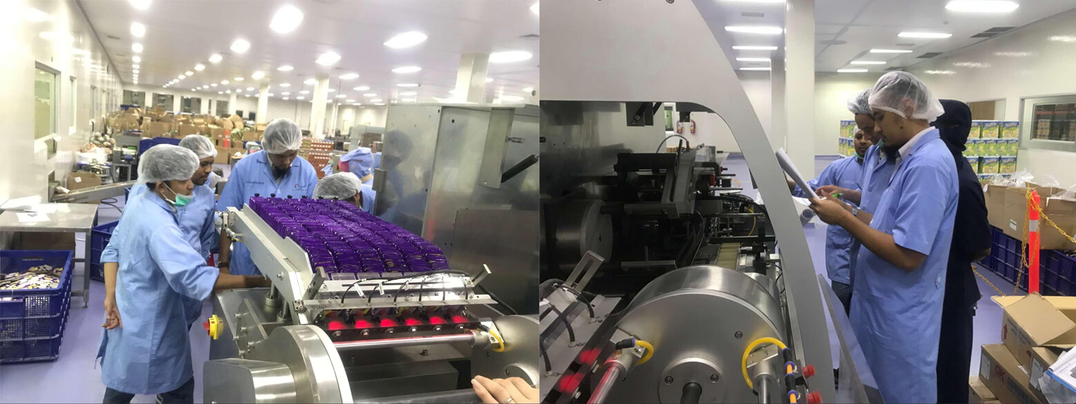Mesin cartoning Sachet kepada pelanggan Indonesia untuk suplemen.