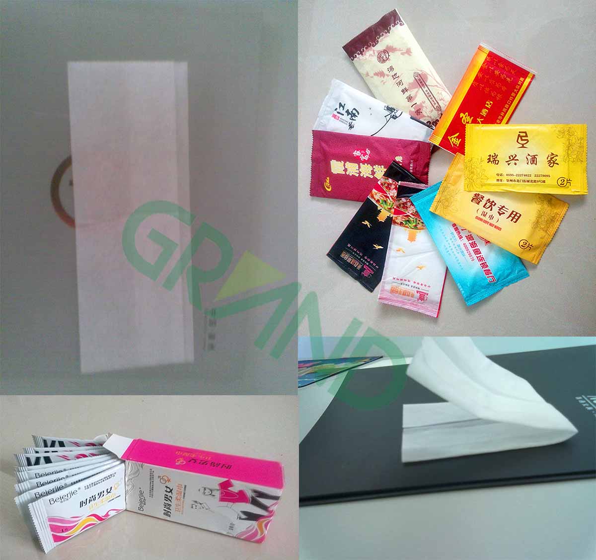 Sampel mesin pembungkusan tisu basah tunggal automatik